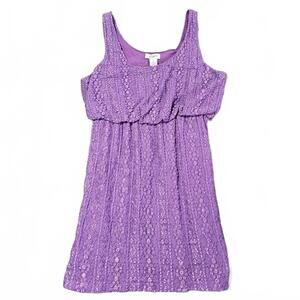 Candie's Purple Lace Large Mini Dress Sleeveless Summer Casual Above Knee